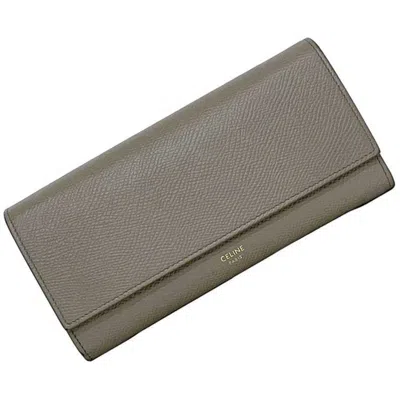 Pre-owned Celine Grayish Leather Long Wallet (bi-fold) ()