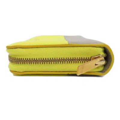 Pre-owned Celine Gray Yellow Leather Coin Purse/coin Case () In Gray, Yellow