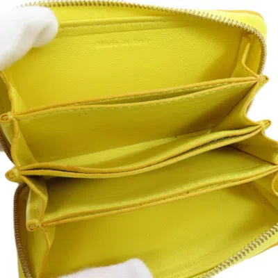 Pre-owned Celine Gray Yellow Leather Coin Purse/coin Case () In Gray, Yellow