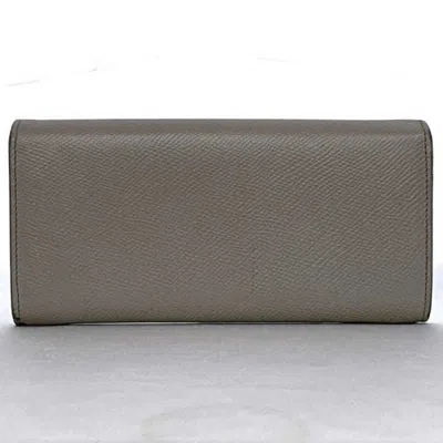 Pre-owned Celine Grayish Leather Long Wallet (bi-fold) ()
