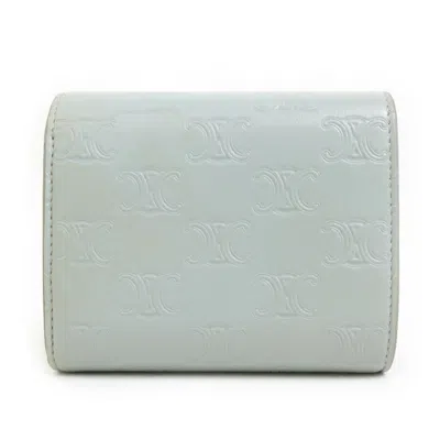 Pre-owned Celine Light Gray Leather Wallet (tri-fold) ()