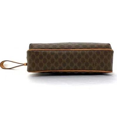 Pre-owned Celine Macadam Beige Brown Pvc Clutch Bag () In Beige, Brown