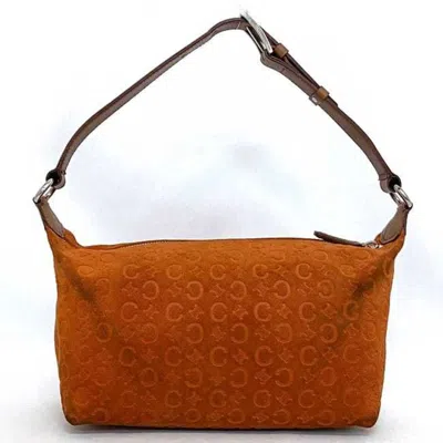 Pre-owned Celine Macadam Beige Orange Suede Leather Handbag Shoulder Bag () In Beige, Orange