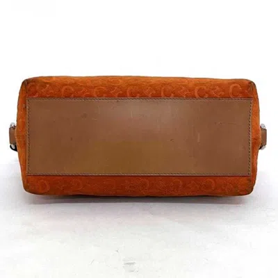 Pre-owned Celine Macadam Beige Orange Suede Leather Handbag Shoulder Bag () In Beige, Orange