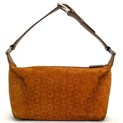 Pre-owned Celine Macadam Beige Orange Leather Suede Handbag Shoulder Bag () In Beige, Orange