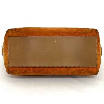 Pre-owned Celine Macadam Beige Orange Leather Suede Handbag Shoulder Bag () In Beige, Orange