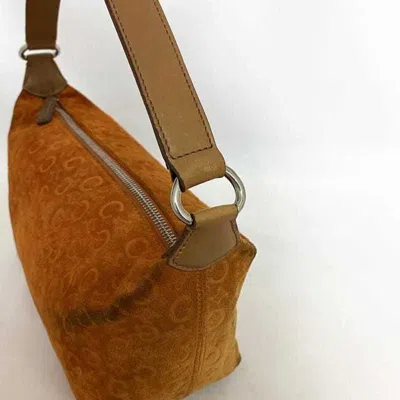 Pre-owned Celine Macadam Beige Orange Leather Suede Handbag Shoulder Bag () In Beige, Orange