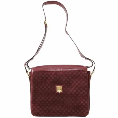 Pre-owned Celine Macadam Bordeaux Suede Shoulder Bag ()