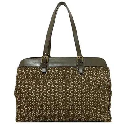 Pre-owned Celine Macadam Brown Canvas Leather Tote Bag ()