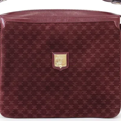 Pre-owned Celine Macadam Bordeaux Suede Shoulder Bag ()