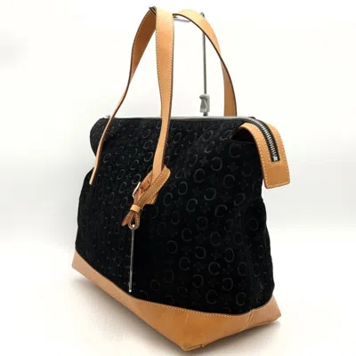 Pre-owned Celine Macadam Black Suede Leather Handbag Tote Bag ()