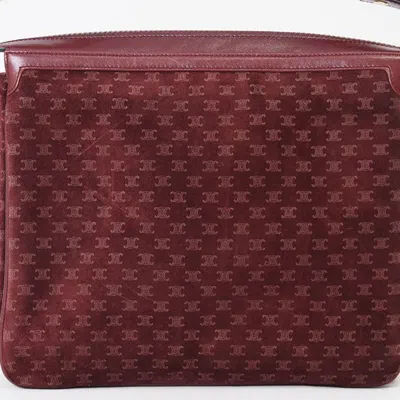 Pre-owned Celine Macadam Bordeaux Suede Shoulder Bag ()