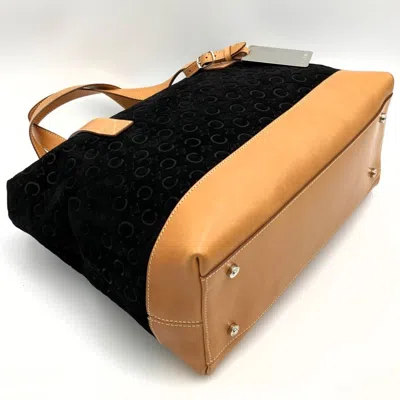 Pre-owned Celine Macadam Black Suede Leather Handbag Tote Bag ()