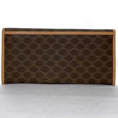 Pre-owned Celine Macadam Brown Pvc Leather Long Wallet (bi-fold) ()