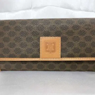 Pre-owned Celine Macadam Brown Pvc Leather Long Wallet (bi-fold) ()