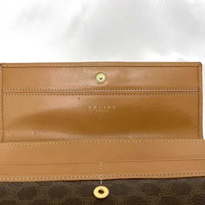 Pre-owned Celine Macadam Brown Pvc Leather Long Wallet (bi-fold) ()