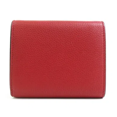 Pre-owned Celine Red Color Leather Wallet (tri-fold) ()