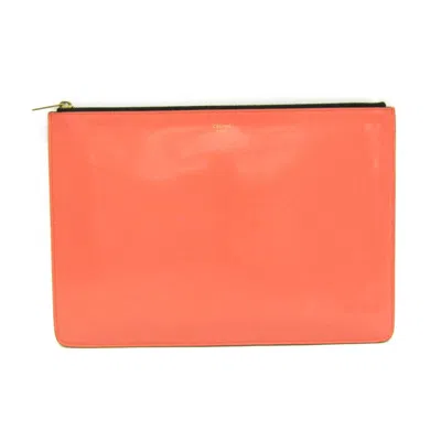 Pre-owned Celine Salmon Pink Leather Clutch Bag ()