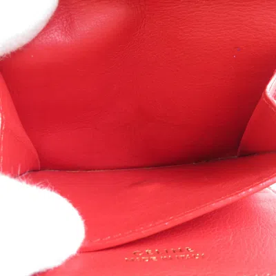 Pre-owned Celine Red Color Leather Wallet (tri-fold) ()