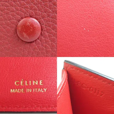 Pre-owned Celine Red Color Leather Wallet (tri-fold) ()