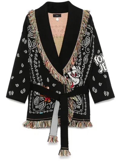 Alanui X Looney Tunes - Tom & Jerry Bandana Jacquard Cardigan In Black