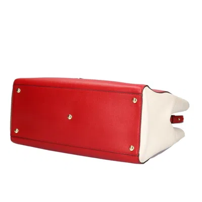 Pre-owned Fendi 2jours Red Color White Leather Handbag Shoulder Bag () In Red Color, White