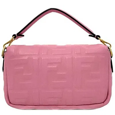 Pre-owned Fendi Baguette Pink Leather Shoulder Bag ()