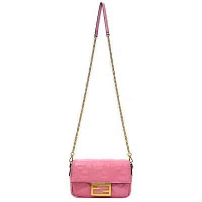 Pre-owned Fendi Baguette Pink Leather Shoulder Bag ()