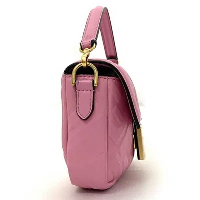 Pre-owned Fendi Baguette Pink Leather Shoulder Bag ()