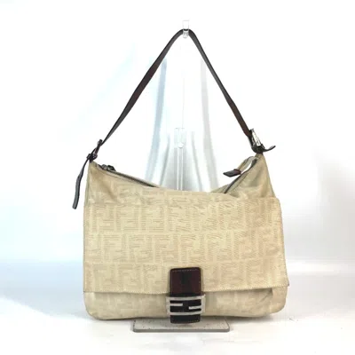 Pre-owned Fendi Beige Canvas Leather Shoulder Bag ()