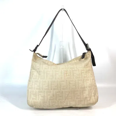 Pre-owned Fendi Beige Canvas Leather Shoulder Bag ()