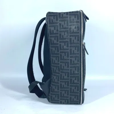 Pre-owned Fendi Black Gray Canvas Leather Backpack () In Black, Gray