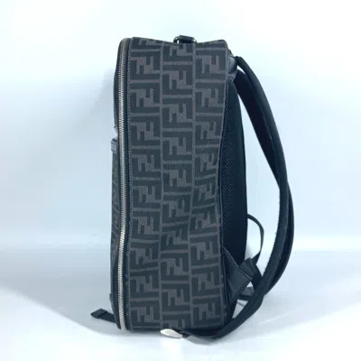 Pre-owned Fendi Black Gray Canvas Leather Backpack () In Black, Gray