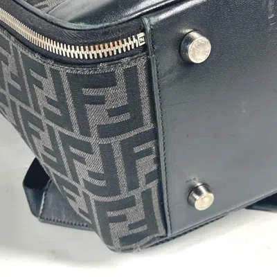 Pre-owned Fendi Black Gray Canvas Leather Backpack () In Black, Gray