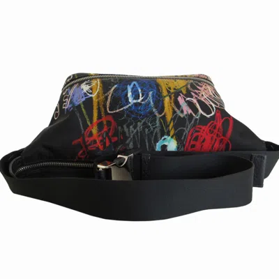 Pre-owned Fendi Black Multi-color Nylon Leather Shoulder Bag Sling Bag () In Black, Multi-color