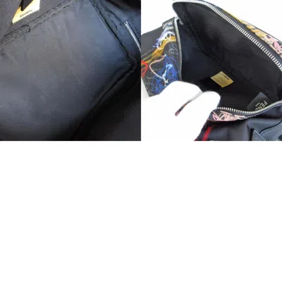 Pre-owned Fendi Black Multi-color Nylon Leather Shoulder Bag Sling Bag () In Black, Multi-color