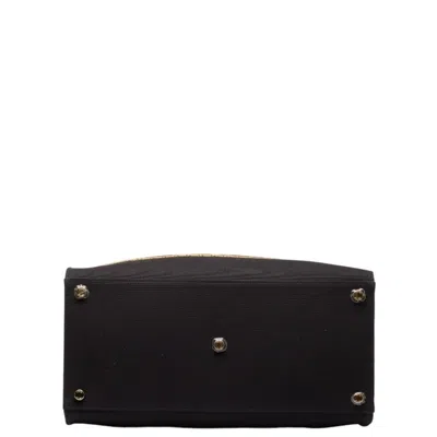 Pre-owned Fendi Black Yellow Canvas Shoulder Bag Tote Bag () In Black, Yellow