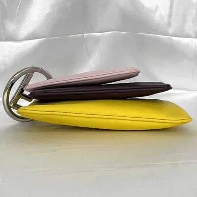 Pre-owned Fendi Bordeaux Pink Yellow Leather Clutch Bag () In Bordeaux, Pink, Yellow