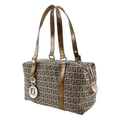 Pre-owned Fendi Bronze Nylon Canvas Shoulder Bag ()