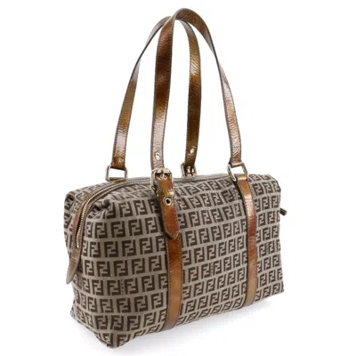 Pre-owned Fendi Bronze Nylon Canvas Shoulder Bag ()