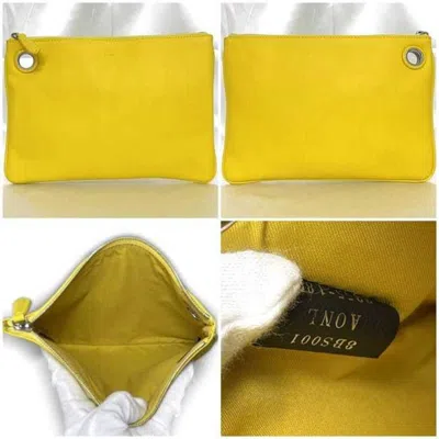 Pre-owned Fendi Bordeaux Pink Yellow Leather Clutch Bag () In Bordeaux, Pink, Yellow