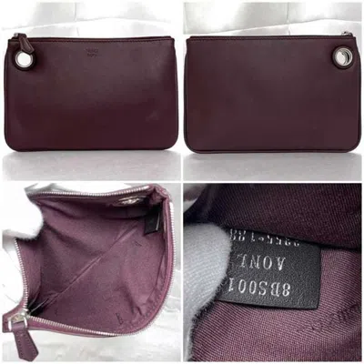 Pre-owned Fendi Bordeaux Pink Yellow Leather Clutch Bag () In Bordeaux, Pink, Yellow