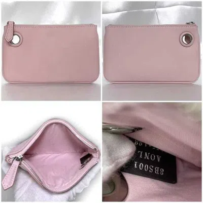Pre-owned Fendi Bordeaux Pink Yellow Leather Clutch Bag () In Bordeaux, Pink, Yellow
