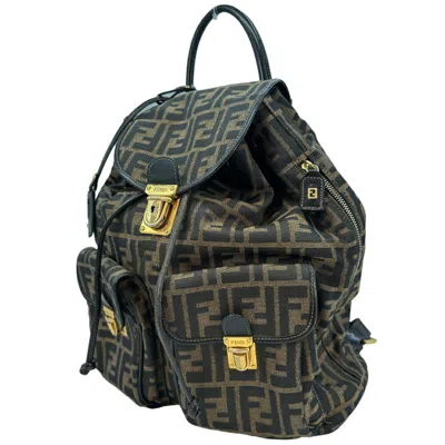 Pre-owned Fendi Brown Canvas Leather Backpack ()