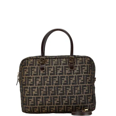 Pre-owned Fendi Brown Canvas Leather Shoulder Bag ()