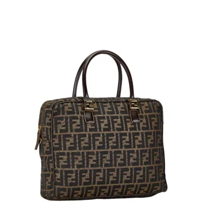 Pre-owned Fendi Brown Canvas Leather Shoulder Bag ()