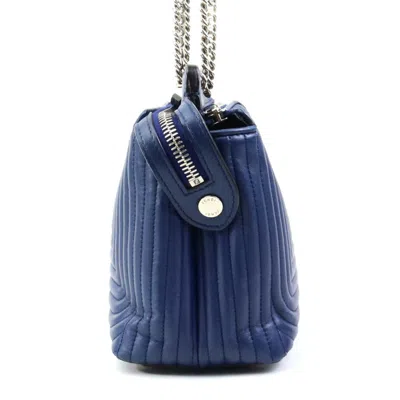 Pre-owned Fendi Dotcom Blue Navy Leather Shoulder Bag () In Blue, Navy