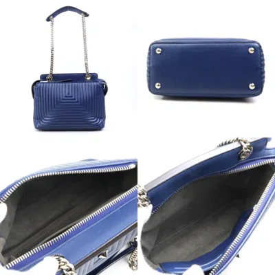 Pre-owned Fendi Dotcom Blue Navy Leather Shoulder Bag () In Blue, Navy