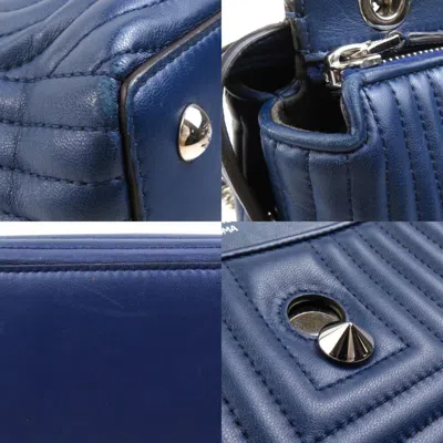 Pre-owned Fendi Dotcom Blue Navy Leather Shoulder Bag () In Blue, Navy