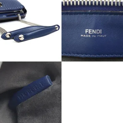 Pre-owned Fendi Dotcom Blue Navy Leather Shoulder Bag () In Blue, Navy